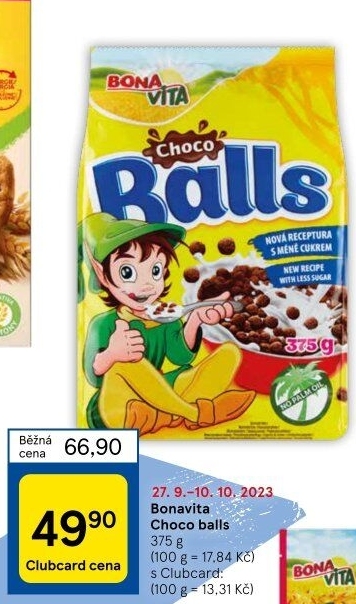 Cereálie Čokoládové kuličky Balls Bonavita