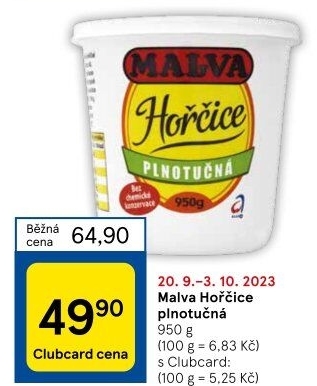 Hořčice plnotučná Malva