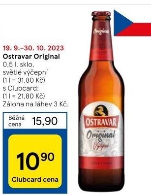 Pivo světlé výčepní 10° Original Ostravar
