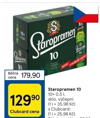Pivo světlé výčepní 10° Staropramen