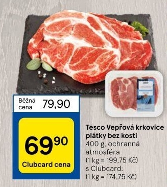 Vepřová krkovice bez kosti Tesco