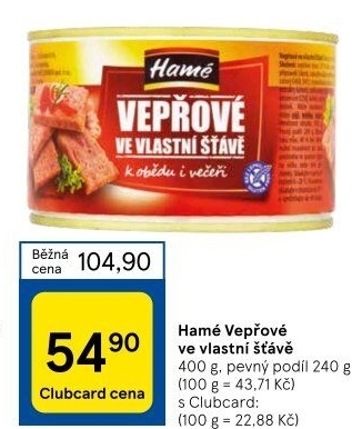 Vepřové maso ve vlastní šťávě Hamé