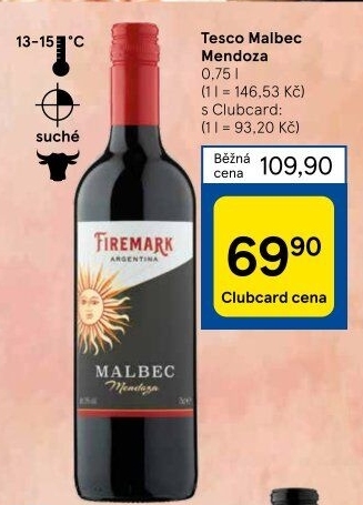 Víno Malbec Mendoza Tesco