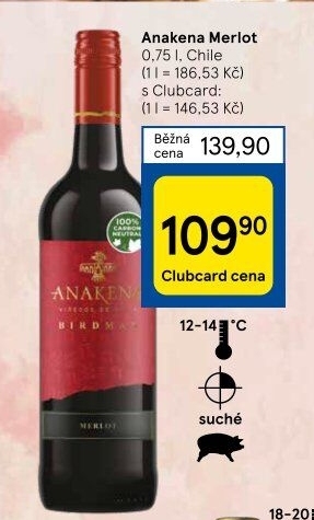 Víno Merlot Anakena
