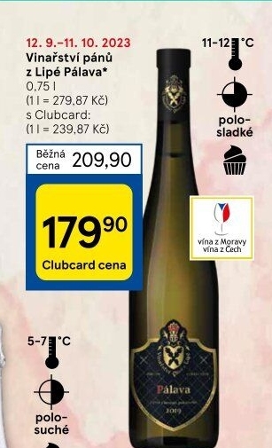 Víno Pálava Vinařství Pánů z Lipé