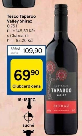 Víno Valley Shiraz Taparoo Tesco