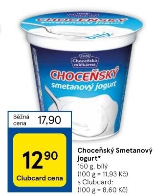 Bílý jogurt smetanový Choceňský