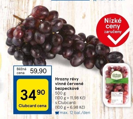Hrozny červené bezsemenné The Grower'