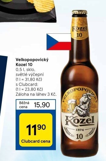 Pivo světlé výčepní 10°Velkopopovický Kozel