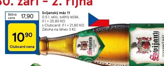 Pivo světlý ležák 11° Svijanský Máz Svijany