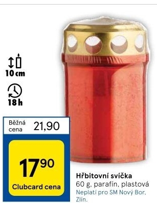 Svíčky hřbitovní s víčkem