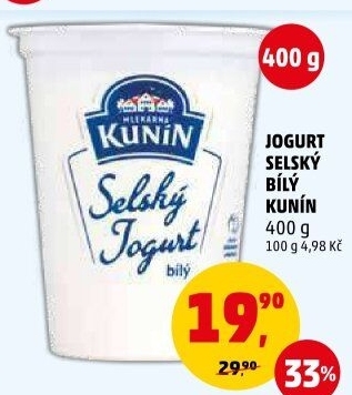 Bílý jogurt selský Mlékárna Kunín
