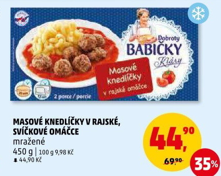 Knedlíčky masové v rajské omáčce mražené Dobroty babičky Kláry