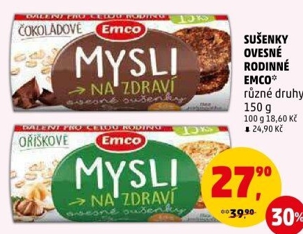 Ovesné sušenky Mysli na zdraví Emco