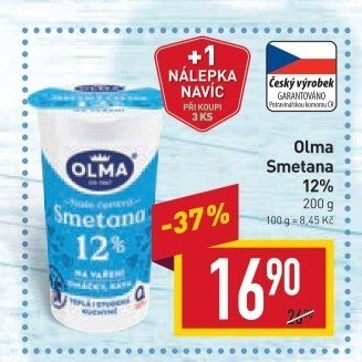 Smetana na vaření Olma 12%
