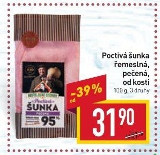Šunka poctivá řemeslná nejvyšší jakosti Kostelecké uzeniny