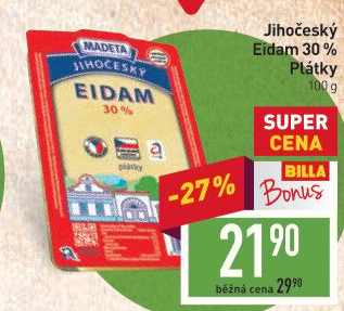 Sýr Eidam Jihočeský 30% Madeta