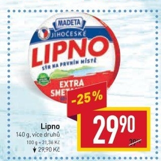 Tavený sýr Jihočeské Lipno Madeta