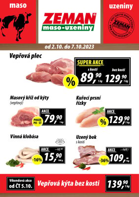 akční leták ZEMAN maso - uzeniny 2.10.2023-7.10.2023
