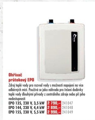 Průtokový ohřívač EPO Wterm