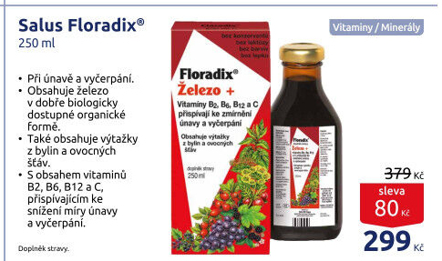 Doplněk stravy sirup pro zmírnění únavy Floradix Železo+ Salus