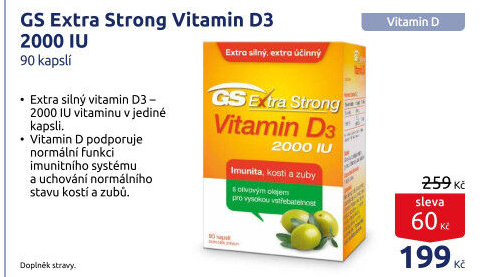 Doplněk stravy Vitamin D3 2000 IU Extra Strong GS