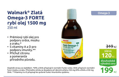 Doplněk stravy Zlatá Omega 3 rybí olej Forte Walmark
