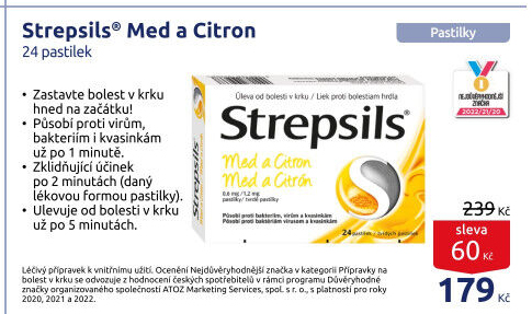 Pastilky proti bolesti v krku Strepsils
