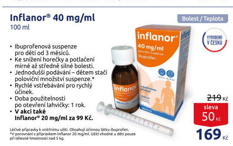 Sirup proti horečce a bolesti pro děti Inflanor