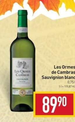 Víno Sauvignon blanc Les Ormes de Cambras