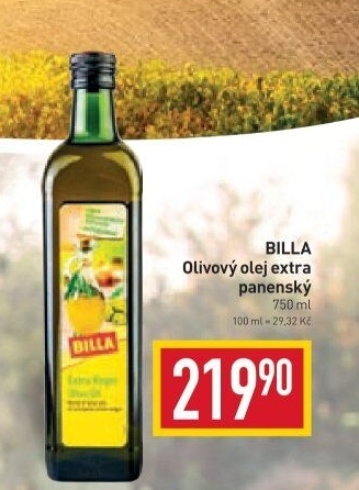 Olivový olej extra panenský Billa