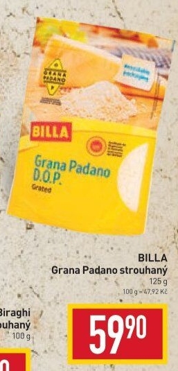 Sýr Grana Padano strouhaný Billa