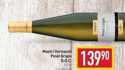 Víno Pinot Grigio Mastri Vernacoli Cavit Trento