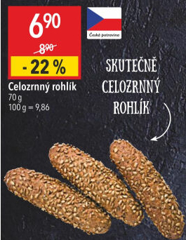 Celozrnný rohlík