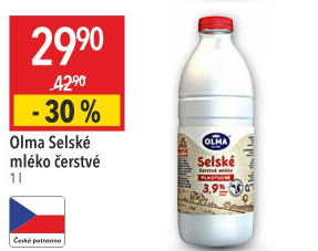 Mléko čerstvé selské Olma - 3,5% plnotučné
