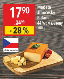 Sýr Eidam uzený 44% Jihočeský Madeta