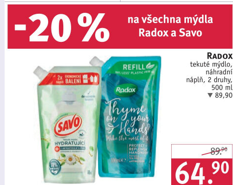 Tekuté mýdlo Radox - náhradní náplň