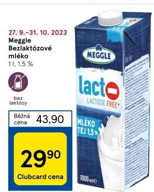 Mléko trvanlivé bez laktózy Meggle - 1,5% polotučné