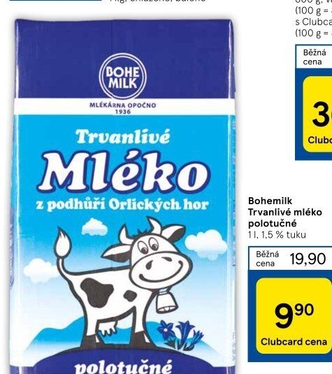 Mléko trvanlivé Bohemilk - 1,5% polotučné