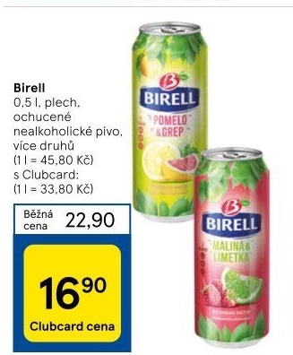 Nealkoholické pivo ochucené Birell