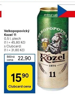Pivo ležák 11° Velkopopovický Kozel