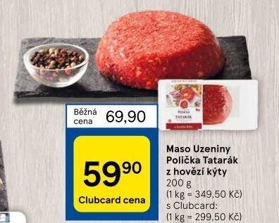 Tatarský biftek z hovězí kýty Maso uzeniny Polička