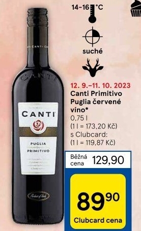 Víno Primitivo Puglia Canti
