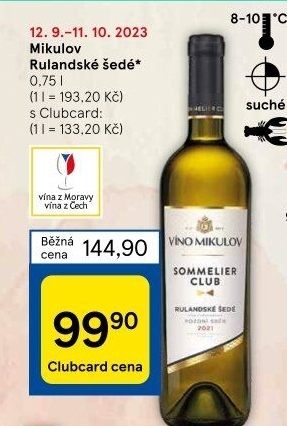 Víno Rulandské šedé Víno Mikulov - pozdní sběr
