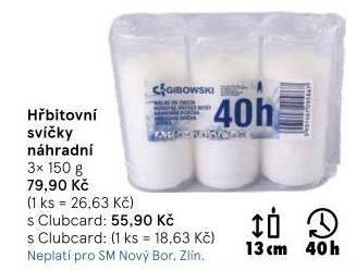 Svíčky hřbitovní Gibowski - náplň