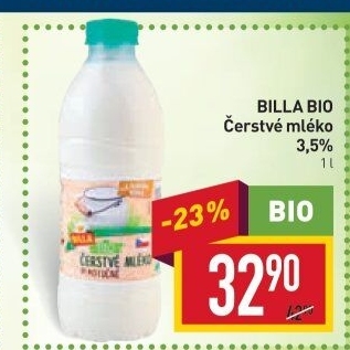 Mléko čerstvé Naše Bio Billa - 3,5% plnotučné