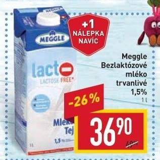Mléko trvanlivé bez laktózy Meggle - 1,5% polotučné