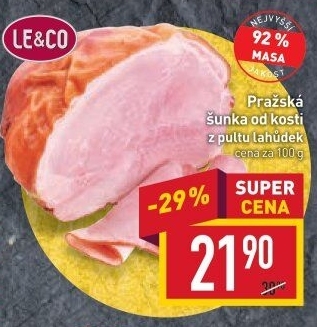 Šunka pražská od kosti nejvyšší jakosti LE&amp