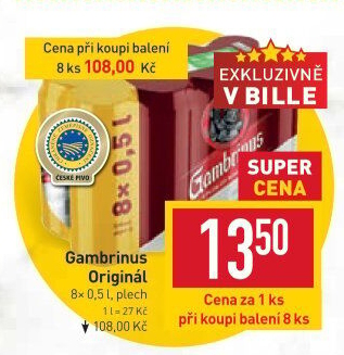 Pivo světlé výčepní Originál 10° Gambrinus
