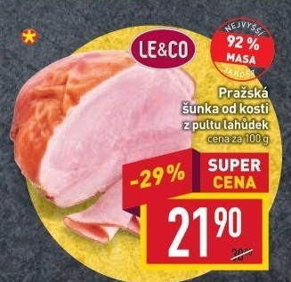 Šunka pražská od kosti nejvyšší jakosti LE&amp